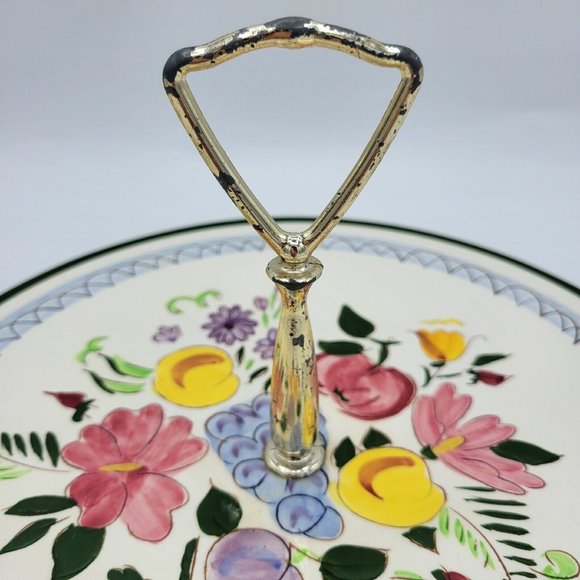 Vintage Stangl Pottery Tidbit Centerpiece Tray Handpainted Fruit And Flowers - Picture 3 of 9